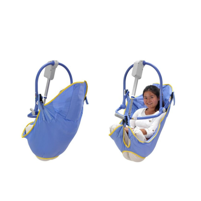 An amputee on a Double Amputee Toilet Sling