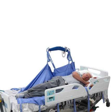 A patient lying on a Repositioning Sling